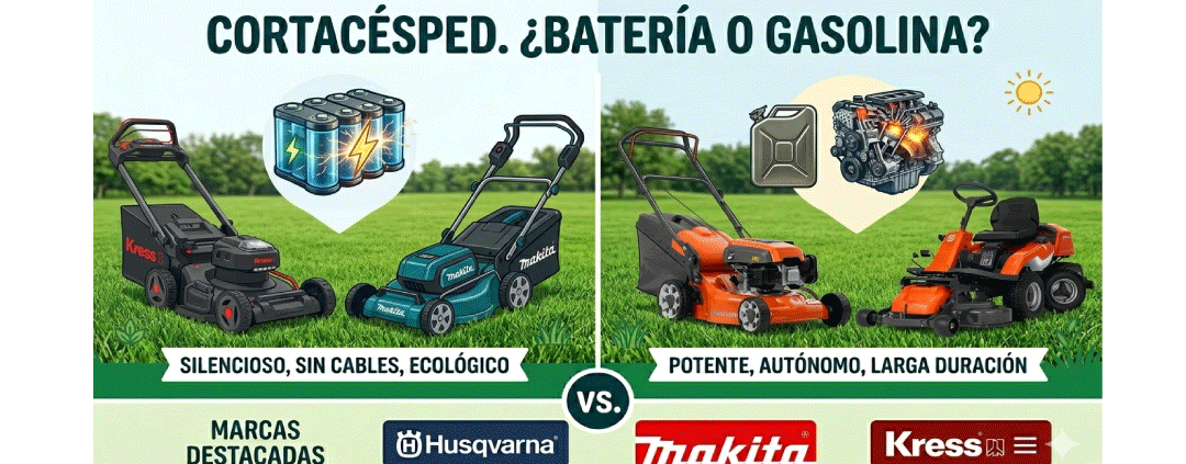 Cortacésped.-Batería-o-gasolina