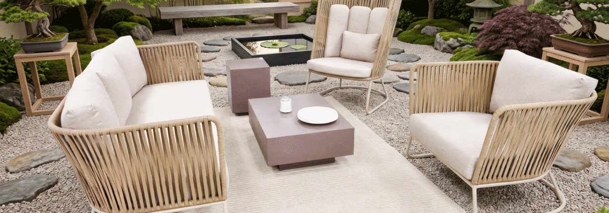 Guía para diseñadar un salón Japandi en el exterior